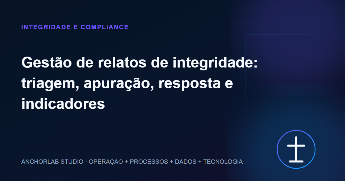 Capa editorial do artigo Gestão de relatos de integridade: triagem, apuração, resposta e indicadores